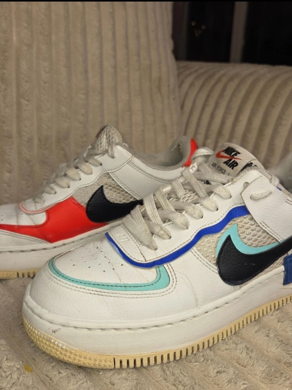Nike Air Force 1 Shadow White Coral Pink Teal AF1 Women's Shoes Size 9 - Picture 2 of 8
